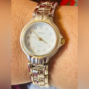 Carriage by Timex Analog WR 30M Stainless Steel Watch with Gold Accents 7 inches